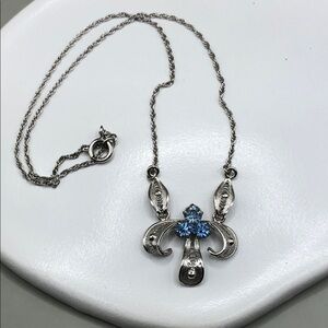 ESPO Joseph Esposito Sterling Silver 925 Faux Topaz Necklace Filigree Pendant.